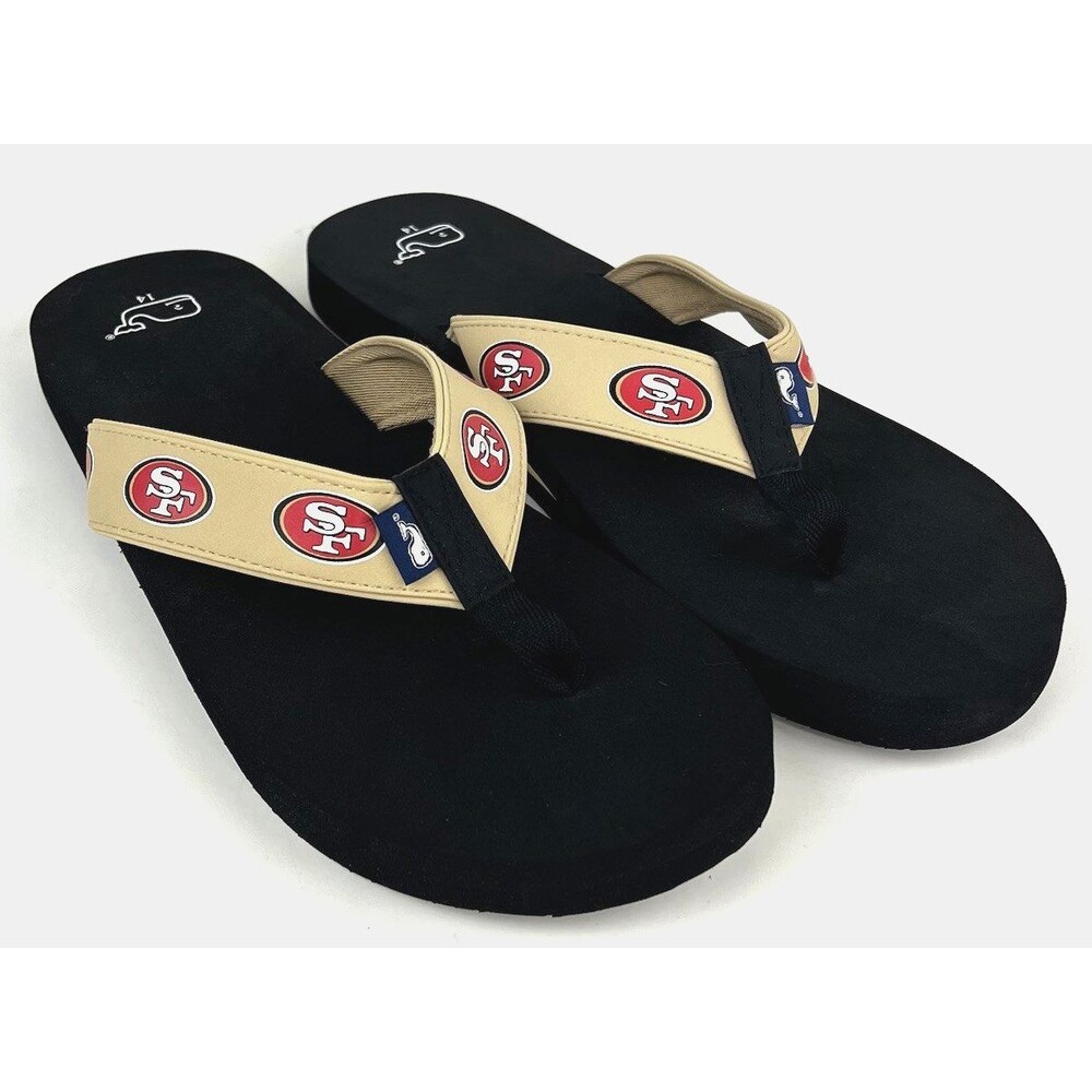 Vineyard Vines Mens Sandals Sz 14 Gold Flip Flops San Francisco 49ers New